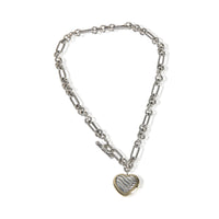 David Yurman Yellow Gold & Sterling Silver Figaro Heart Necklace