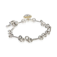 David Yurman Yellow Gold & Sterling Silver Figaro Heart Charm Bracelet 3