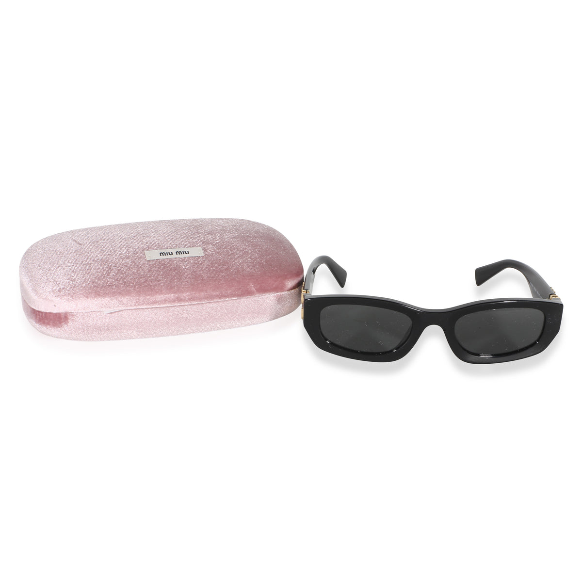 Miu Miu Black Acetate Logo Rectangle Lens Sunglasses id