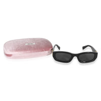 Miu Miu Black Acetate Logo Rectangle Lens Sunglasses id