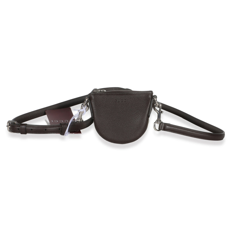 Gucci Brown Pebbled Calfskin Mini B Shoulder Pouch Handbag fv