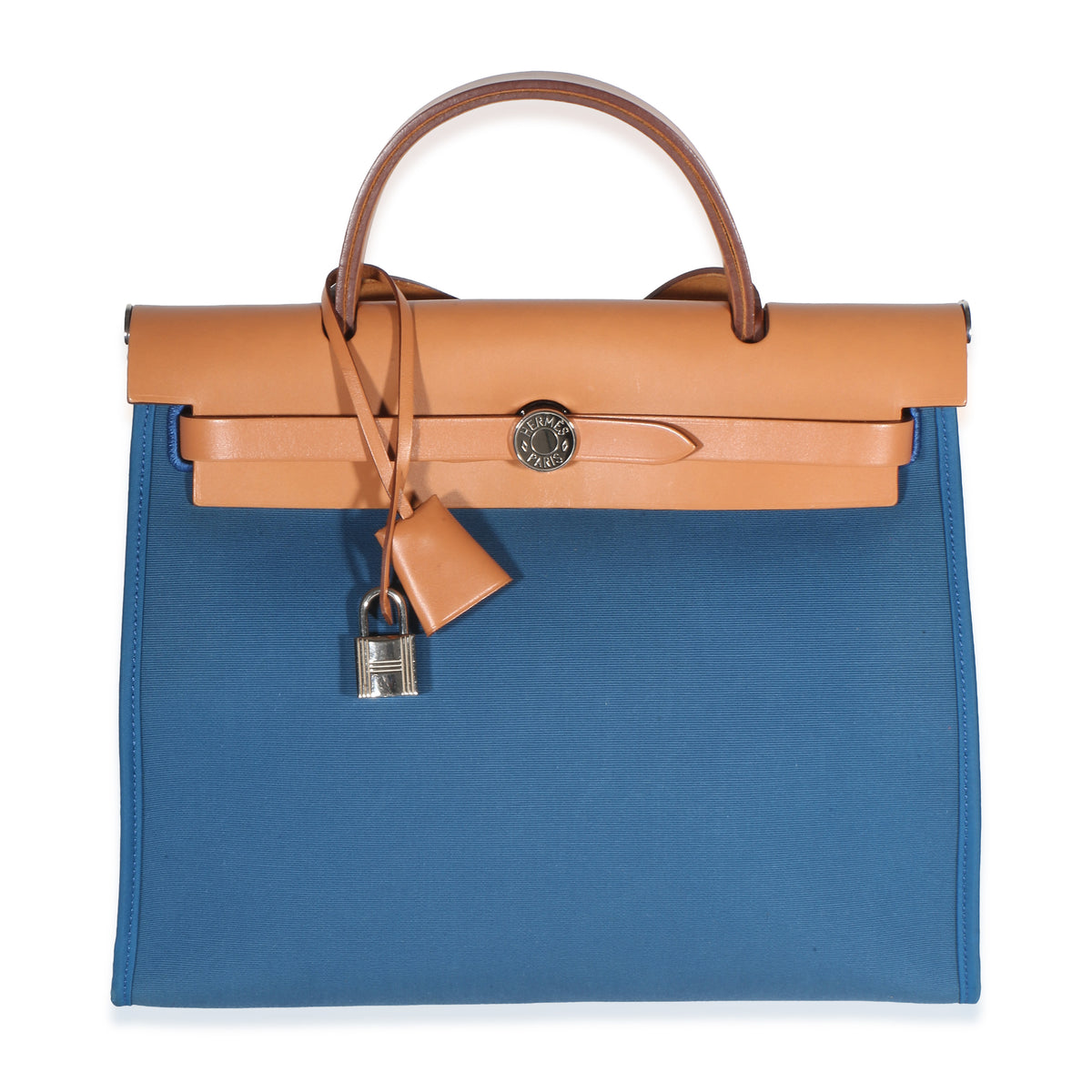 Hermès Herbag 31 Bleu Izimir Fauve Toile Vache Hunter Herbag Zip 31 PM PHW Handbag id