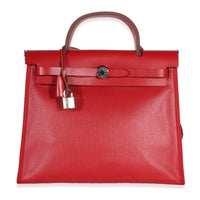 Hermès Rouge Piment Vache Hunter Berline Herbag Zip 31 PM PHW Handbag id