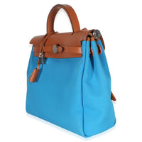 Hermès Bleu Zellige Rouge Grenat Toile Fauve Hunter Verso Herbag Zip 31 PM PHW Handbag 2