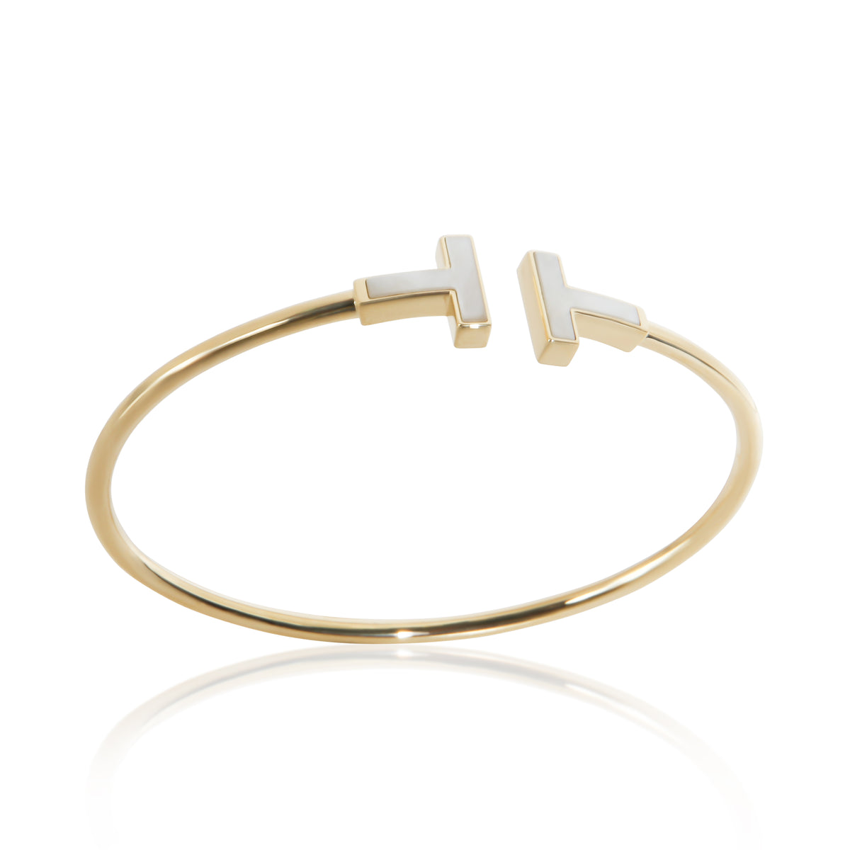 Tiffany & Co. Yellow Gold Mother Of Pearl Tiffany T Wire Bracelet 4