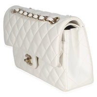 Chanel White Quilted Caviar Small Classic Double Flap Bag Handbag 2