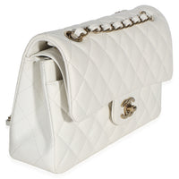Chanel White Quilted Caviar Small Classic Double Flap Bag Handbag 3