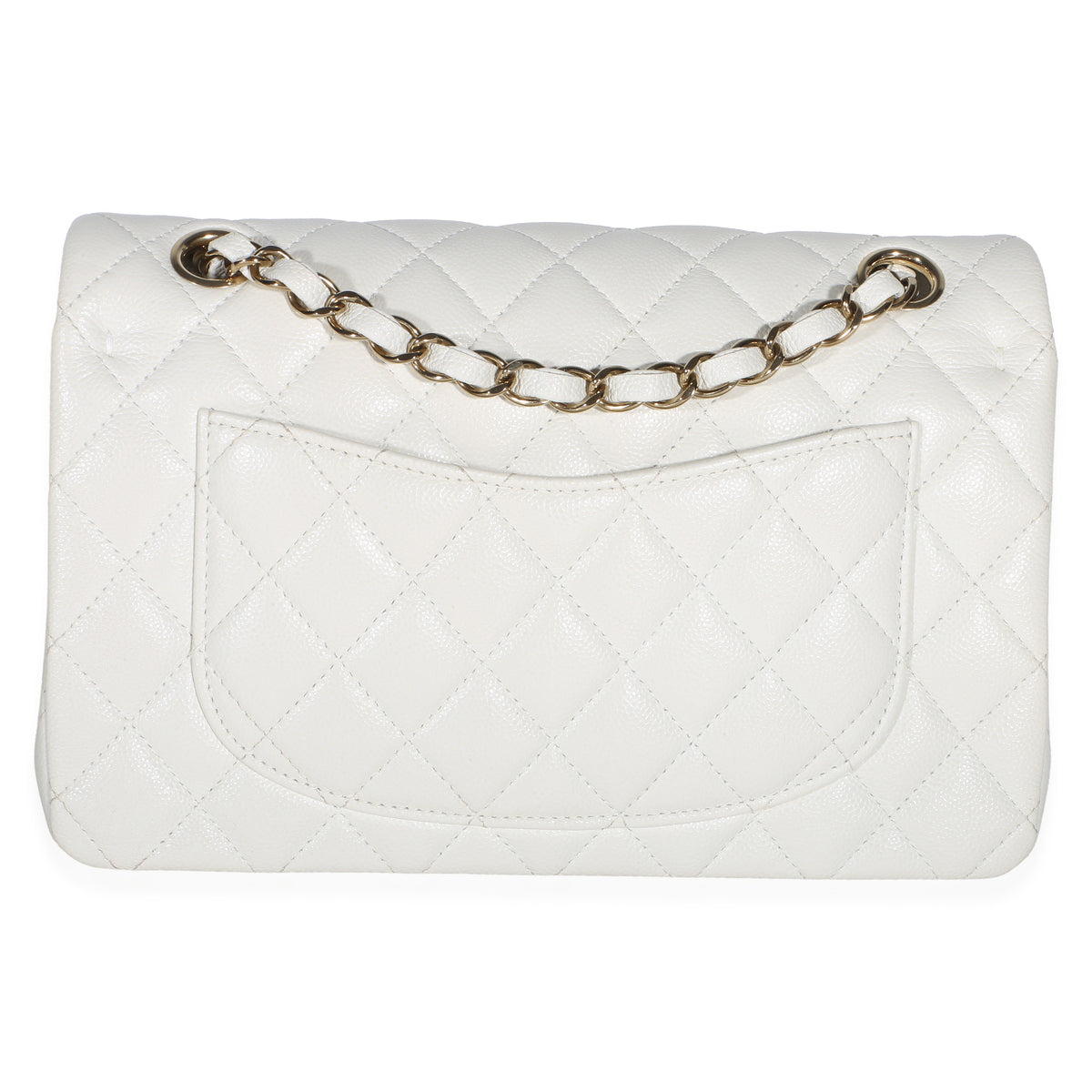 Chanel White Quilted Caviar Small Classic Double Flap Bag Handbag 4
