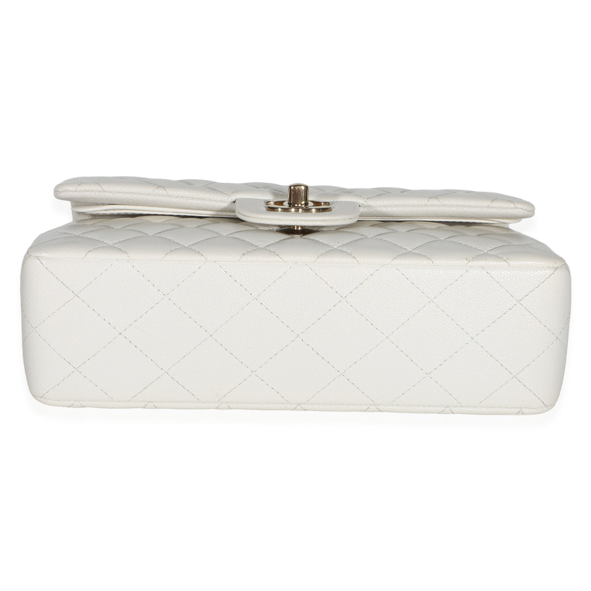 Chanel White Quilted Caviar Small Classic Double Flap Bag Handbag 5