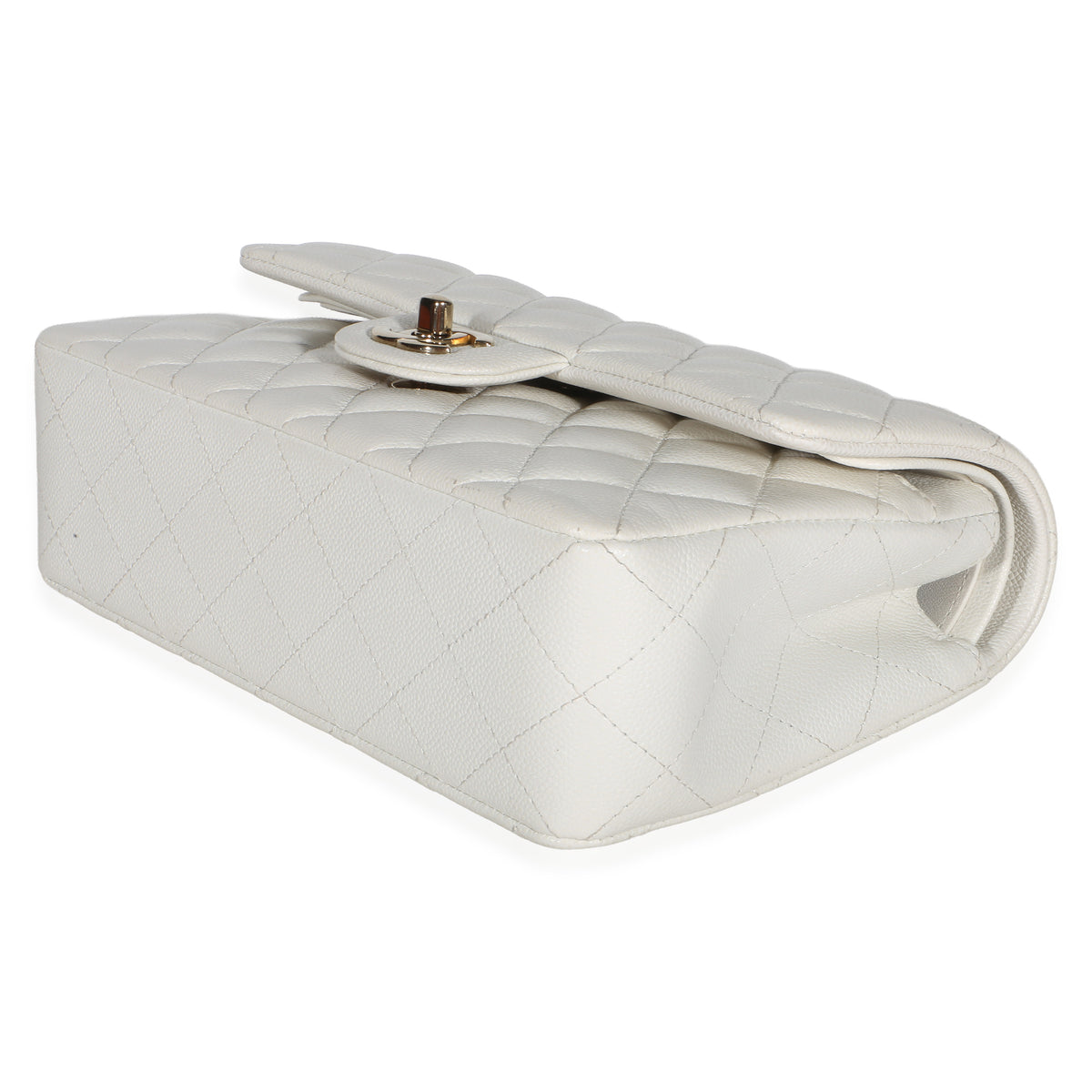Chanel White Quilted Caviar Small Classic Double Flap Bag Handbag 6