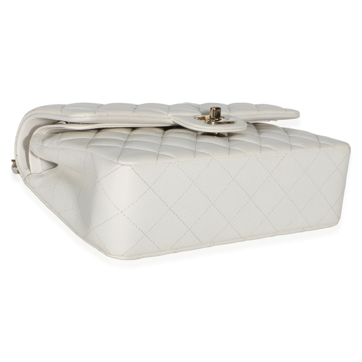 Chanel White Quilted Caviar Small Classic Double Flap Bag Handbag 7