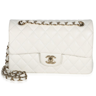 Chanel White Quilted Caviar Small Classic Double Flap Bag Handbag id