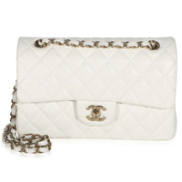 Chanel White Quilted Caviar Small Classic Double Flap Bag Handbag id