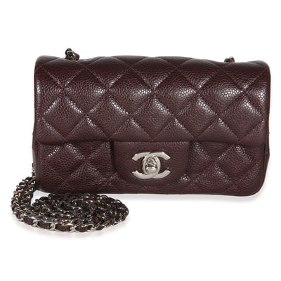 Chanel Burgundy Quilted Caviar Extra Mini Rectangular Flap Bag Handbag id