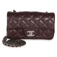 Chanel Burgundy Quilted Caviar Extra Mini Rectangular Flap Bag Handbag id