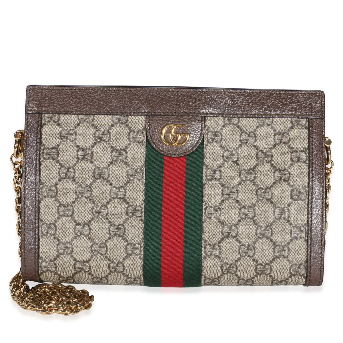 Gucci Beige GG Supreme Monogram Web Small Ophidia Chain Shoulder Bag Handbag id