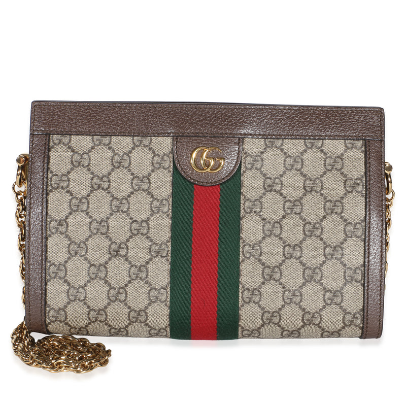 Gucci Beige GG Supreme Monogram Web Small Ophidia Chain Shoulder Bag Handbag id