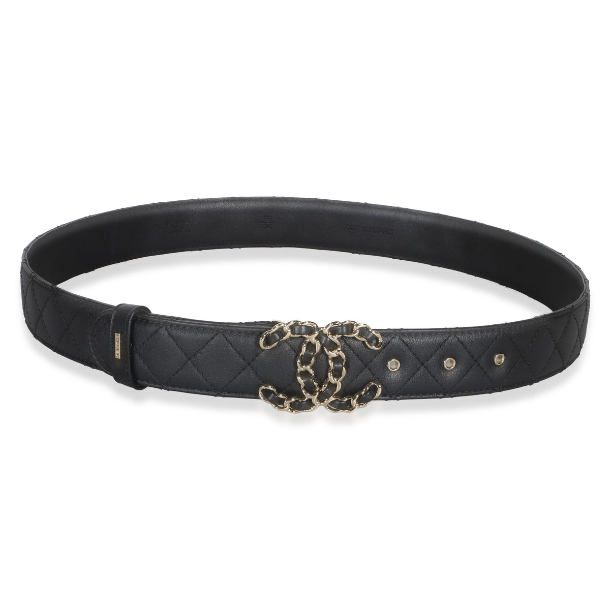 Chanel Black Quilted Calfskin CC Chain Belt 85/34 id