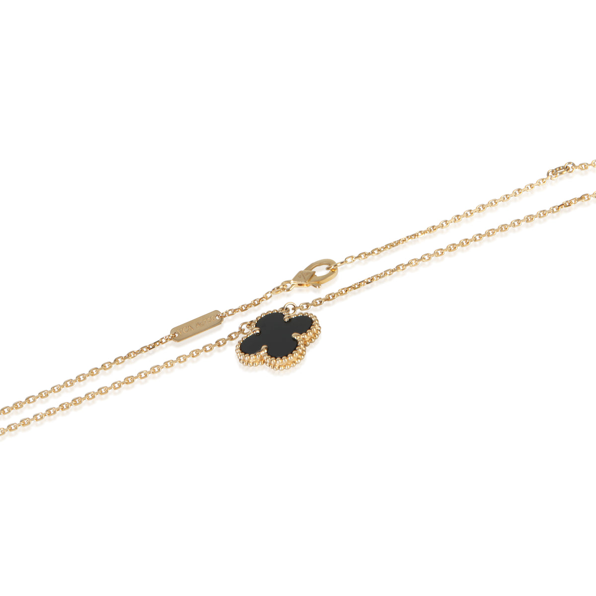 Van Cleef & Arpels Yellow Gold Onyx Vintage Alhambra Pendant