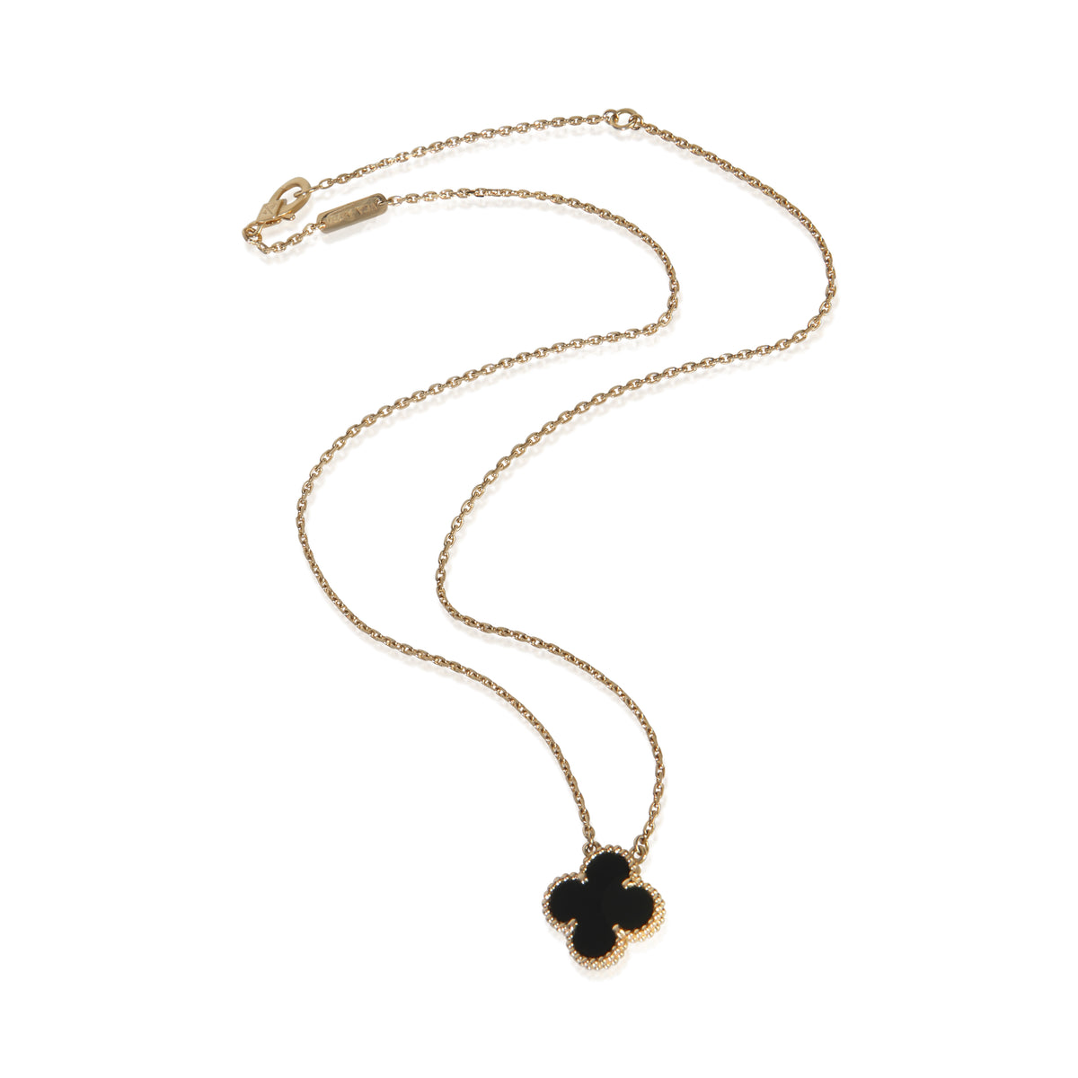 Van Cleef & Arpels Yellow Gold Onyx Vintage Alhambra Pendant