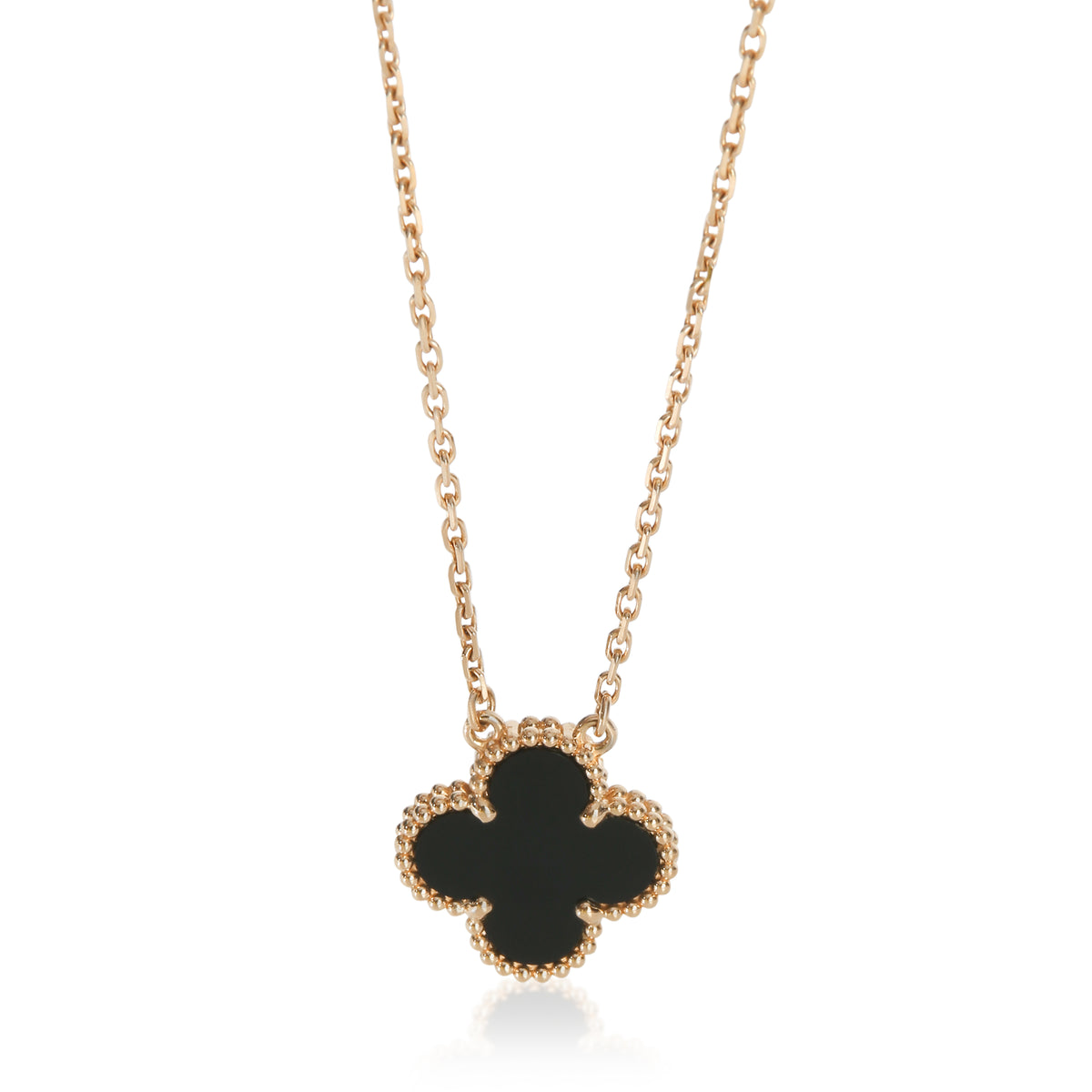 Van Cleef & Arpels Yellow Gold Onyx Vintage Alhambra Pendant