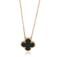 Van Cleef & Arpels Yellow Gold Onyx Vintage Alhambra Pendant