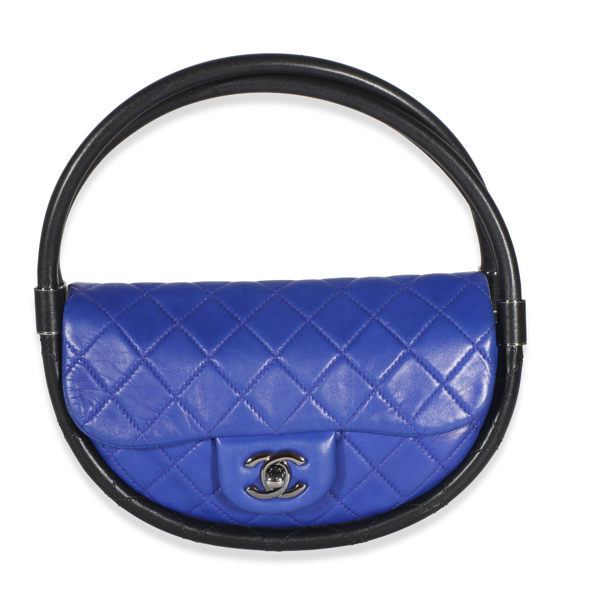 Chanel Blue Black Quilted Lambskin Small Hula Hoop Bag Handbag id