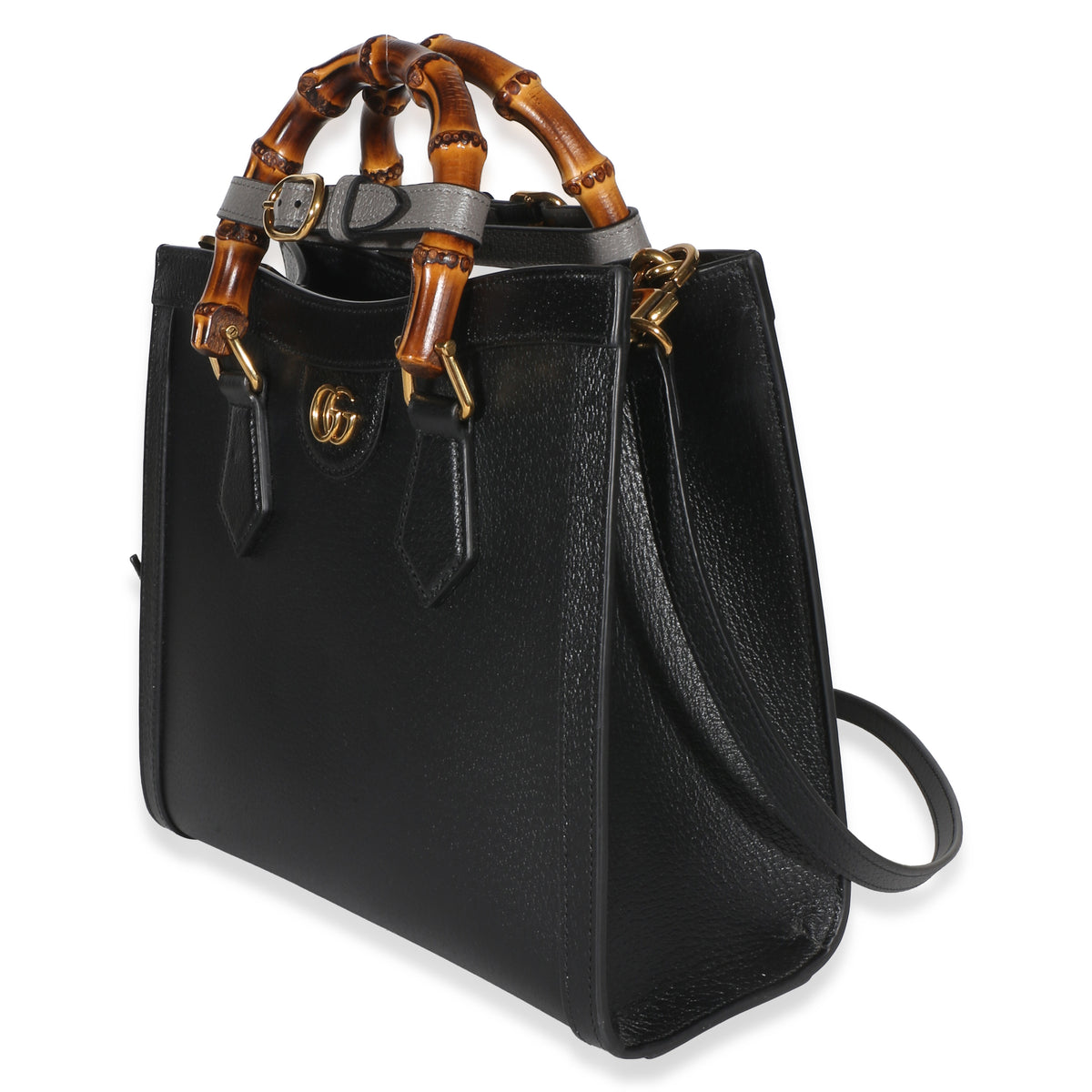 Gucci Black Textured Dollar Calfskin Web Medium Diana Tote Handbag 2
