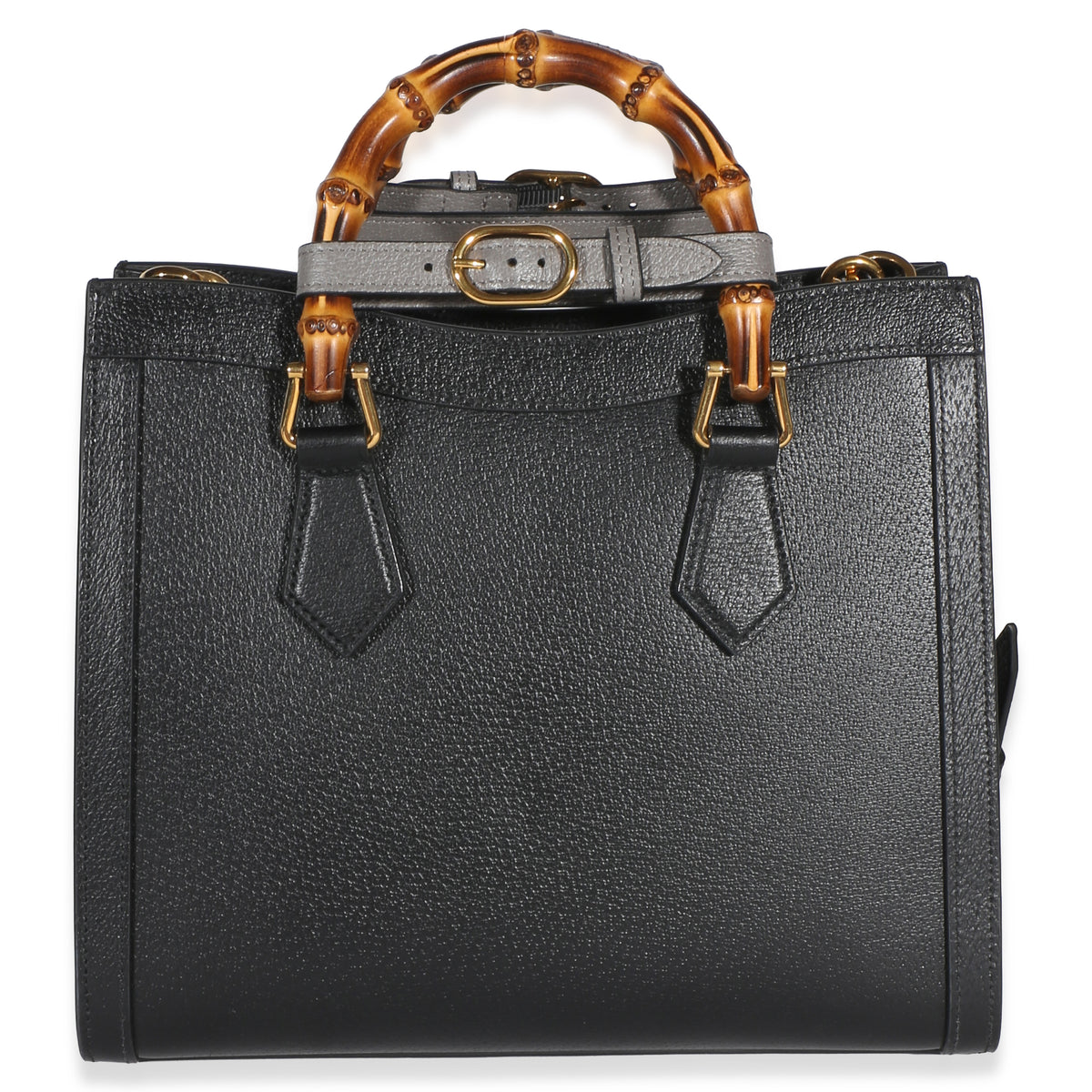 Gucci Black Textured Dollar Calfskin Web Medium Diana Tote Handbag 4