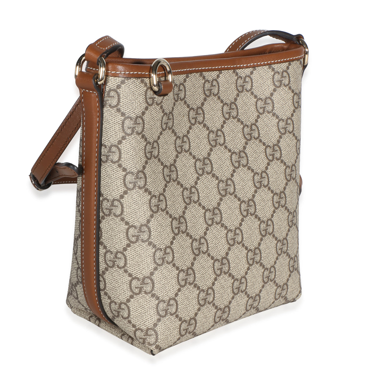 Gucci Beige Dark Brown GG Supreme Monogram Emblem Nano Bucket Bag Handbag 3