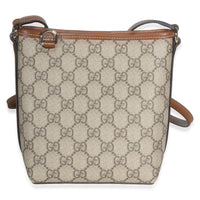 Gucci Beige Dark Brown GG Supreme Monogram Emblem Nano Bucket Bag Handbag fv