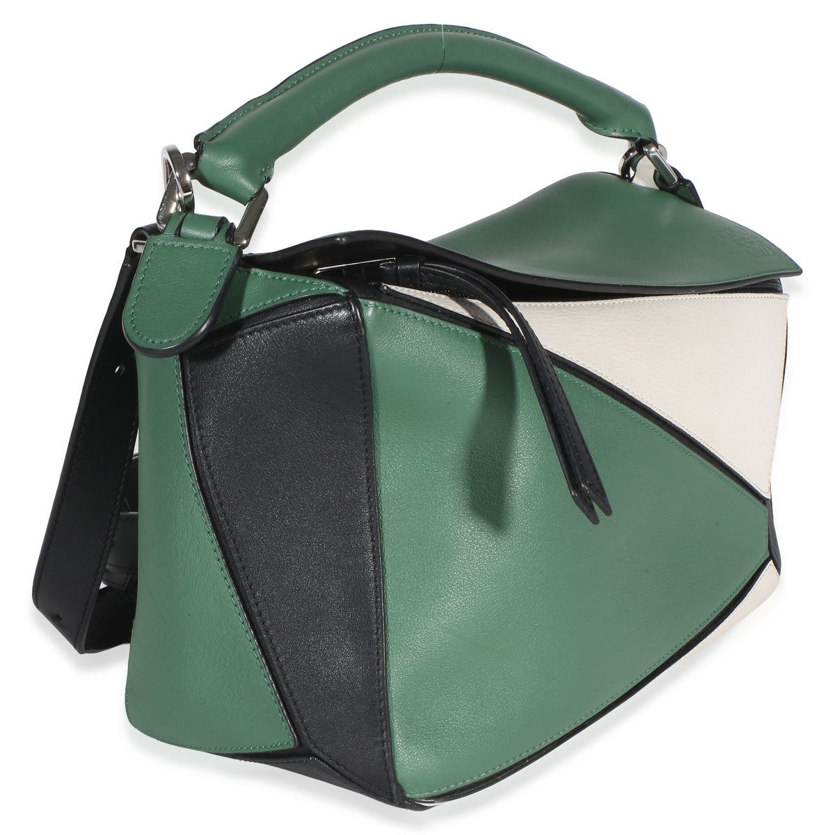 Loewe Green Multicolor Calfskin Medium Puzzle Bag Handbag 3
