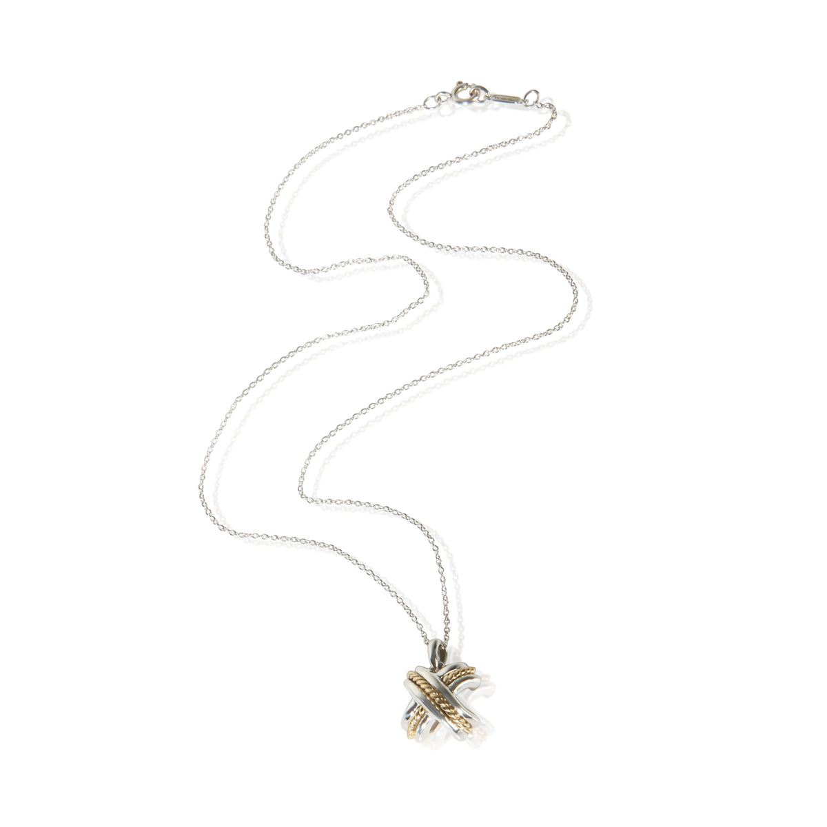 Tiffany & Co. Yellow Gold & Sterling Silver Signature X Pendant 3