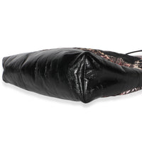 Chanel Black Pink Floral Canvas Calfskin Large 31 Shopping Bag Handbag 6