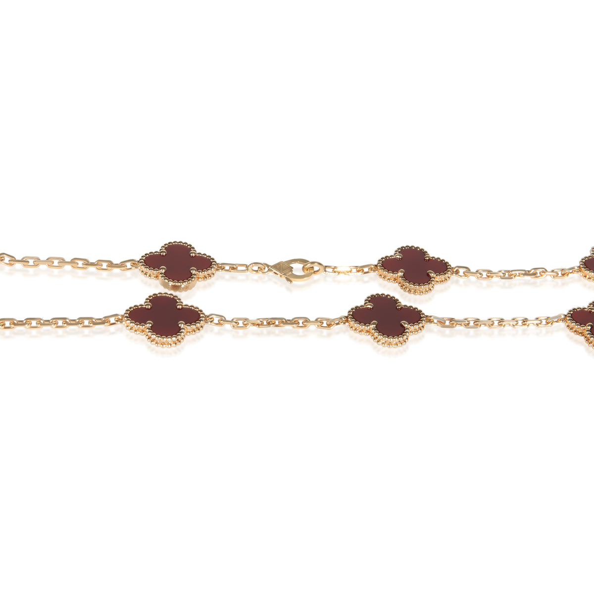 Van Cleef & Arpels Yellow Gold Carnelian Vintage Alhambra Necklace 2