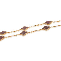 Van Cleef & Arpels Yellow Gold Carnelian Vintage Alhambra Necklace 3