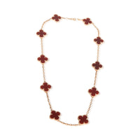 Van Cleef & Arpels Yellow Gold Carnelian Vintage Alhambra Necklace 4