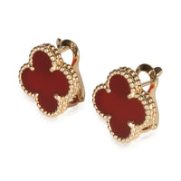 Van Cleef & Arpels Yellow Gold Carnelian Vintage Alhambra Earrings 2