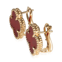 Van Cleef & Arpels Yellow Gold Carnelian Vintage Alhambra Earrings 3