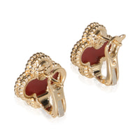 Van Cleef & Arpels Yellow Gold Carnelian Vintage Alhambra Earrings 4