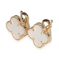 Van Cleef & Arpels Yellow Gold Mother Of Pearl Vintage Alhambra Earrings 2