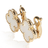 Van Cleef & Arpels Yellow Gold Mother Of Pearl Vintage Alhambra Earrings 3