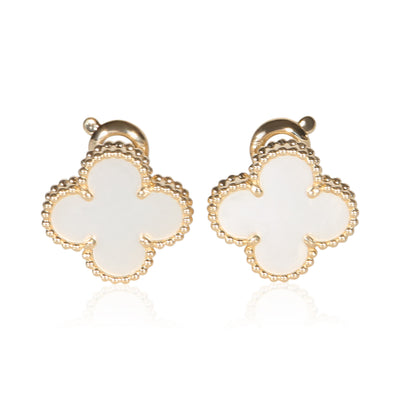 Van Cleef & Arpels Yellow Gold Mother Of Pearl Vintage Alhambra Earrings fv