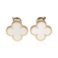 Van Cleef & Arpels Yellow Gold Mother Of Pearl Vintage Alhambra Earrings fv