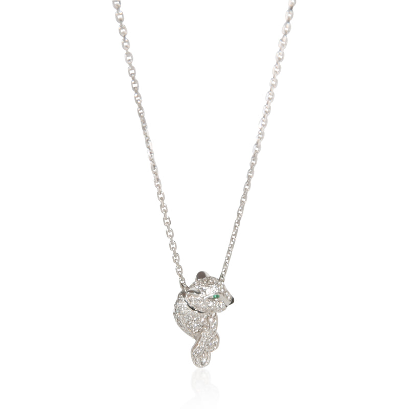 Cartier White Gold Tsavorite and Diamond Panthere de  Pendant fv