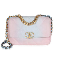 Chanel Blue Pink Ombre Quilted Denim Medium  19 Bag Handbag id