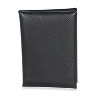 Hermès Black Epsom Calvi Duo Card Holder Wallet id