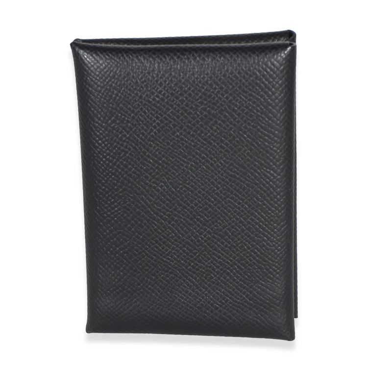 Hermès Black Epsom Calvi Duo Card Holder Wallet id