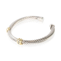 David Yurman Yellow Gold & Sterling Silver Diamond Cable Station Bracelet 2