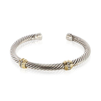 David Yurman Yellow Gold & Sterling Silver Diamond Cable Station Bracelet fv